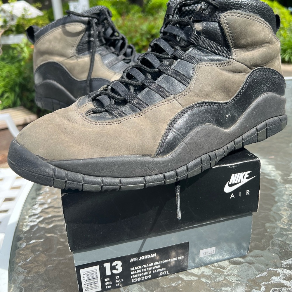 Original release Jordan 10s - Black/ Dark Shadow, True Red - worn condition